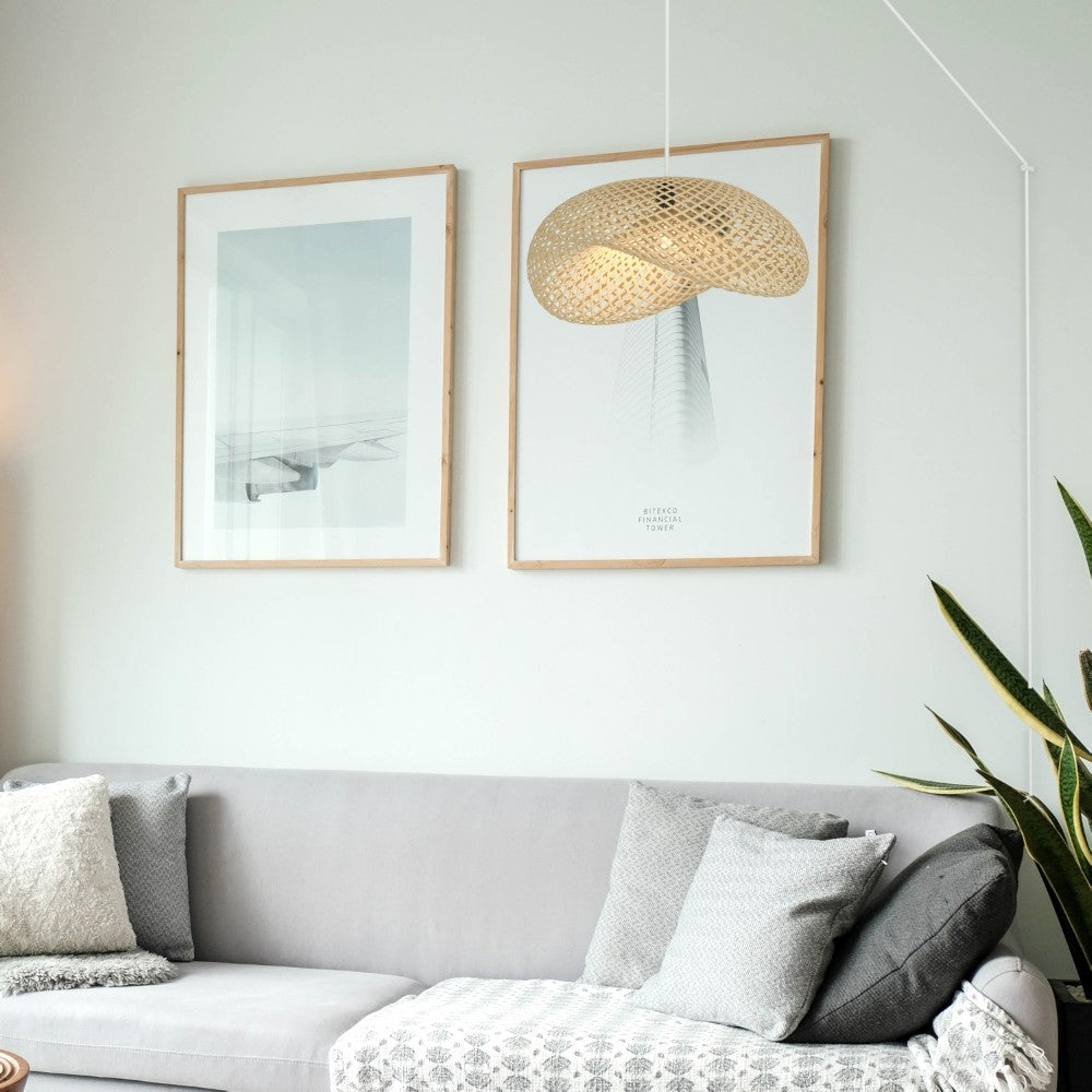 Lampara colgante de mimbre "Vimet Lite" con interruptor y enchufe