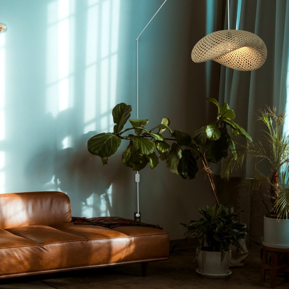 Lampara colgante de mimbre "Vimet Lite" con interruptor y enchufe