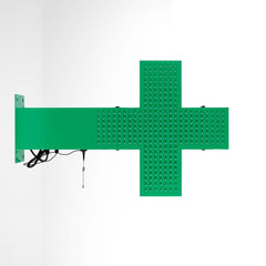 Cruz de farmacia LED monocolor verde - 50x50cm - Doble cara - Exterior