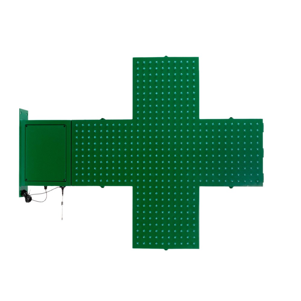 Cruz de farmacia LED monocolor verde - 80x80cm - Doble cara - Exterior