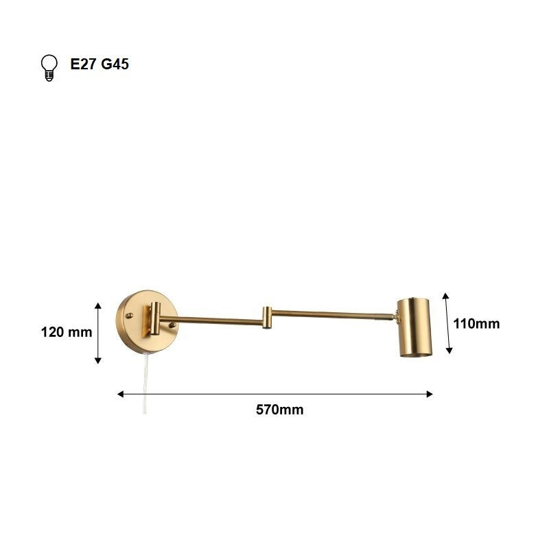 Aplique de pared extensible con enchufe "Lisa" - E27 G45