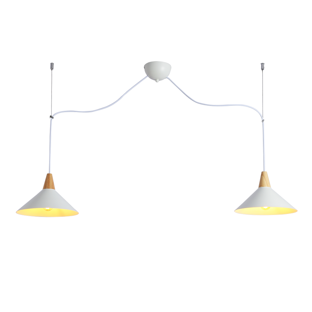 Lampara colgante doble metal y madera  "Selroom" - 2xE27
