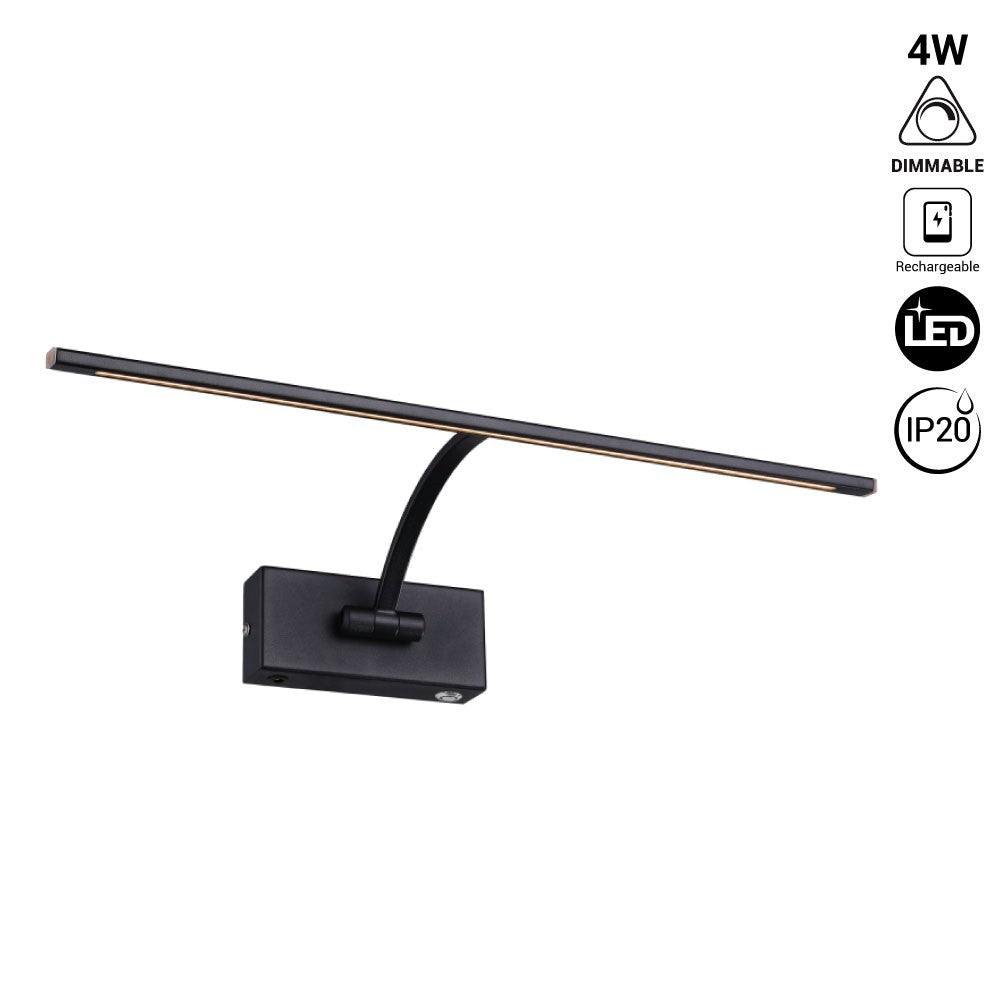 Aplique para cuadros LED con bateria recargable - Dimmable - 4W - 34cm