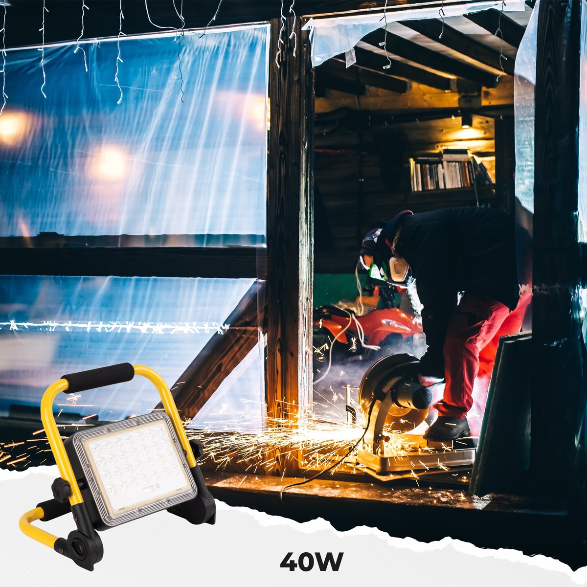Proyector LED portátil de trabajo 40W - IP65 - 6000K