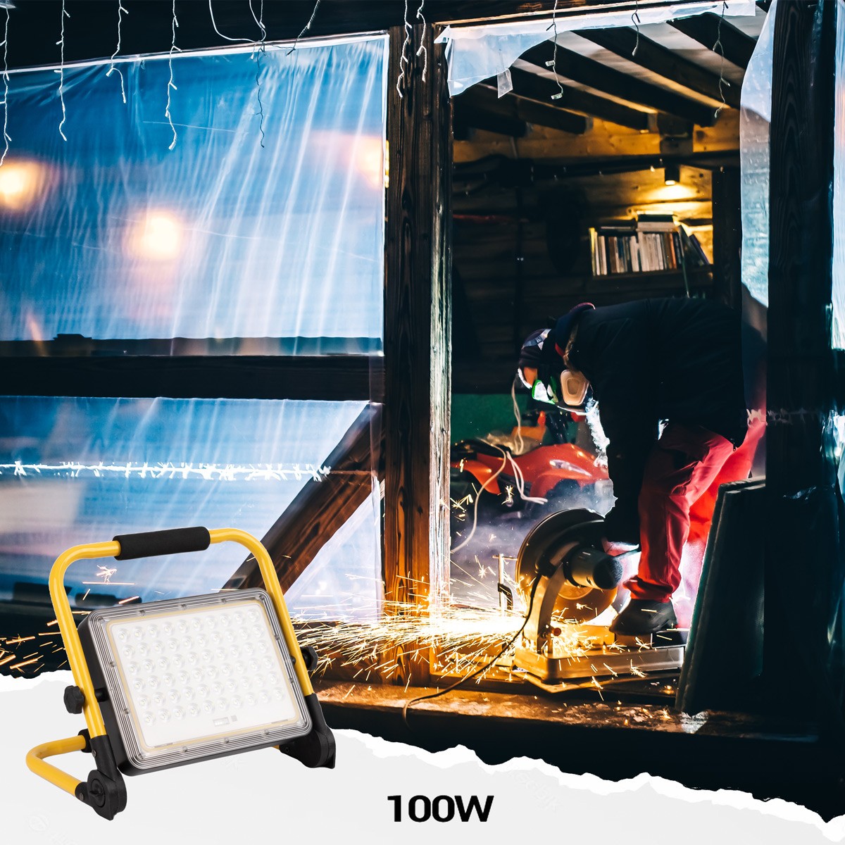 Proyector LED portátil de trabajo 100W - IP65 - 6000K