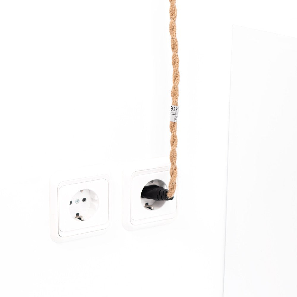 Lámpara colgante de mimbre "Samoa" con interruptor y enchufe
