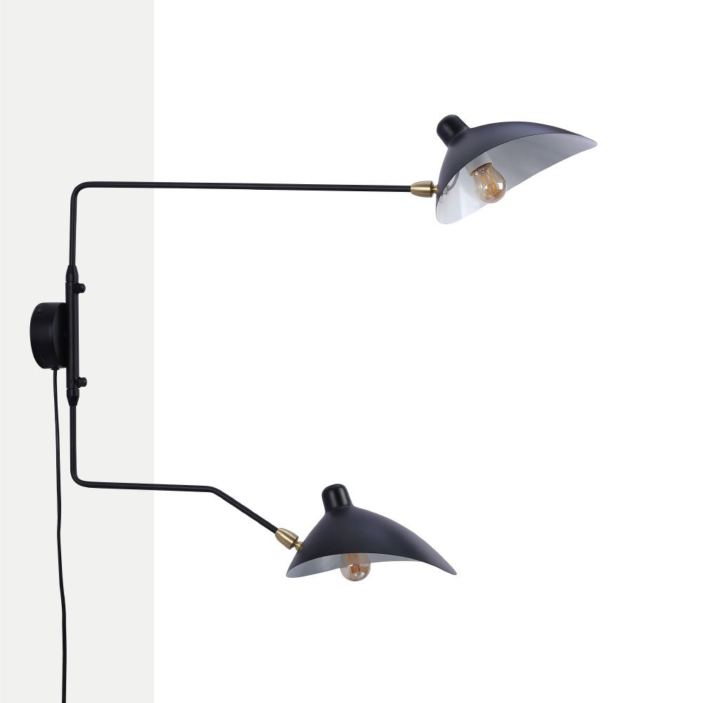 Aplique de pared de diseño "Louise" con interruptor y enchufe - 2xE27
