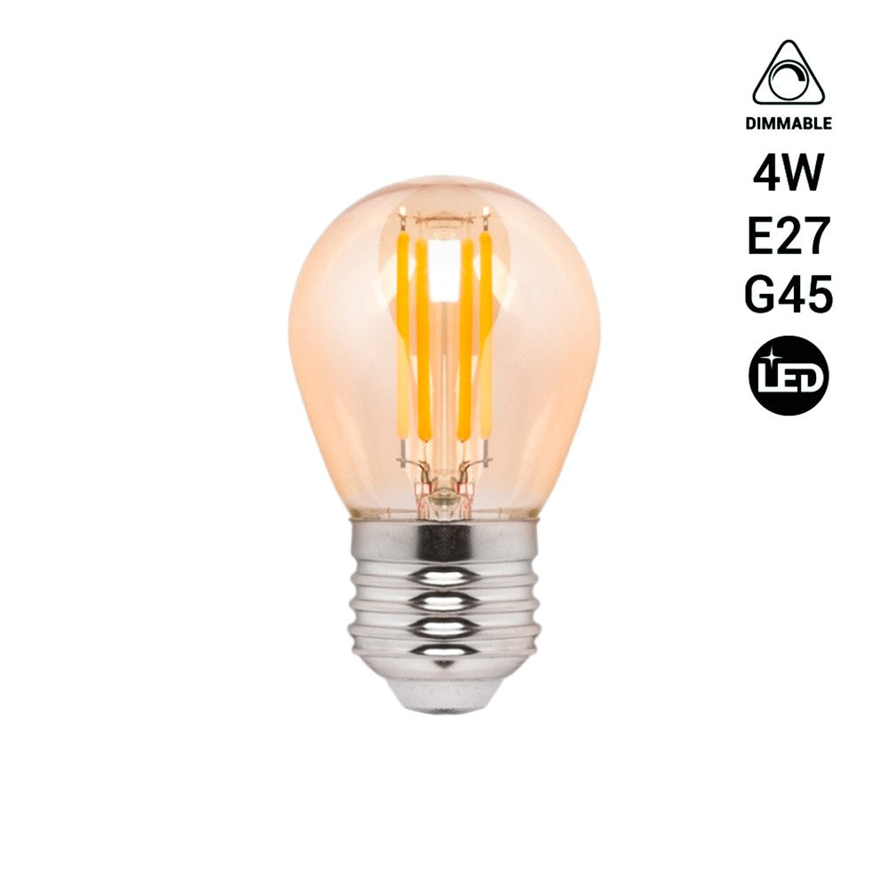 Bombilla filamento LED vintage ámbar - Regulable - E27 G45 - 4W