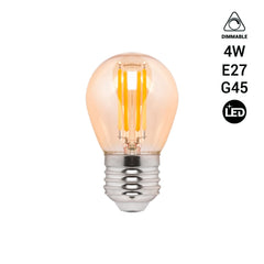 Bombilla filamento LED vintage ámbar - Regulable - E27 G45 - 4W