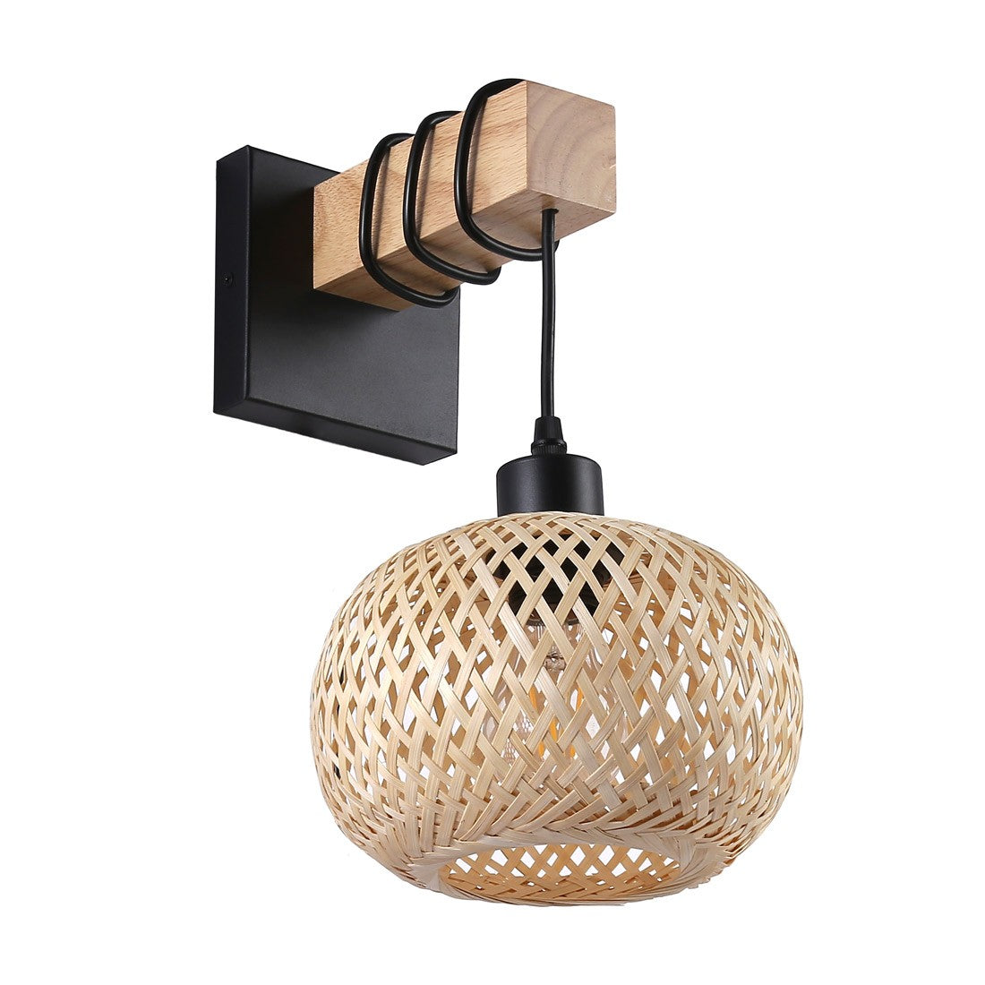 Aplique de pared madera y mimbre "Shelley" - E27
