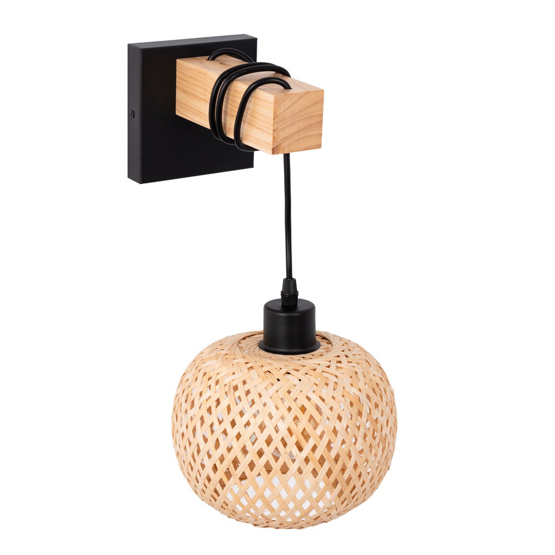 Aplique de pared madera y mimbre "Shelley" - E27