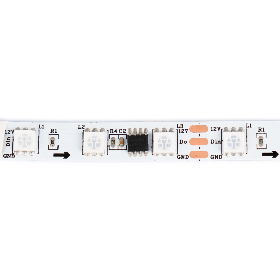 Tira LED inteligente IC RGB 12V DC - 14,4 W/m - IP20 -  60 LED/m - Ancho 10mm - 5 metros