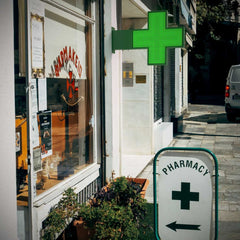 Cruz de farmacia LED monocolor verde programable P10 - Exterior - 96x96cm