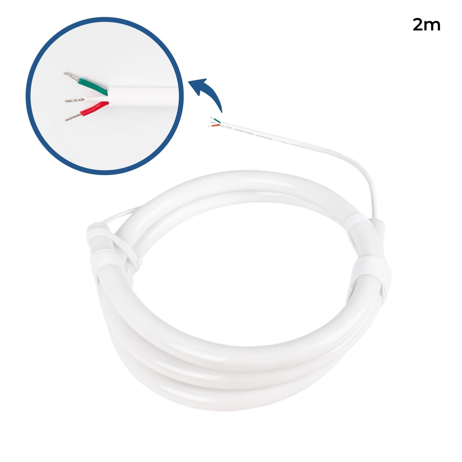 Neón LED flexible RGB inteligente IC - 360º circular - Ø22mm - 2 metros - 12V DC - 28W/m - IP65