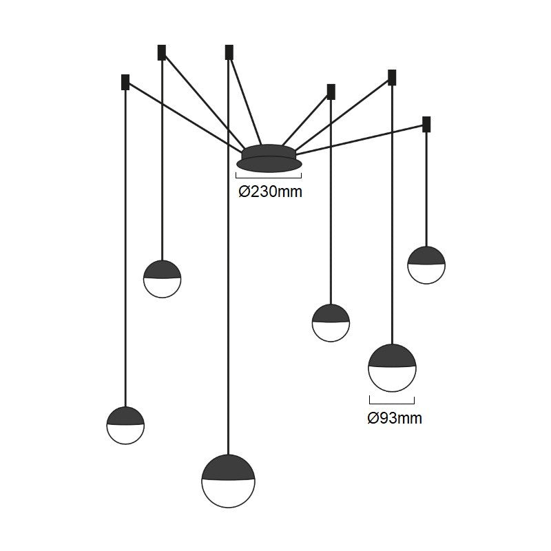 Lámpara colgante LED de diseño "ÓRBITA" - 6 x 9W (54W)