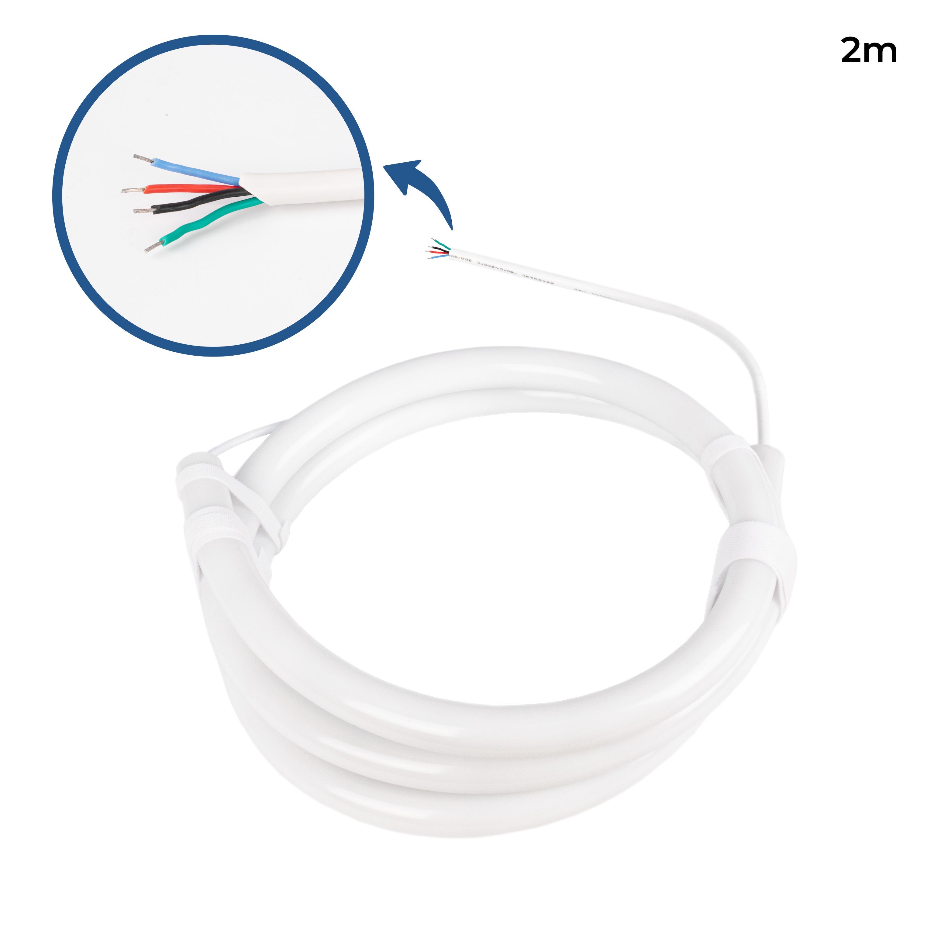 Neón LED flexible 360º circular RGB - Ø22mm - 2 metros - 24V DC- 240Ch/m  - 28W/m - IP65