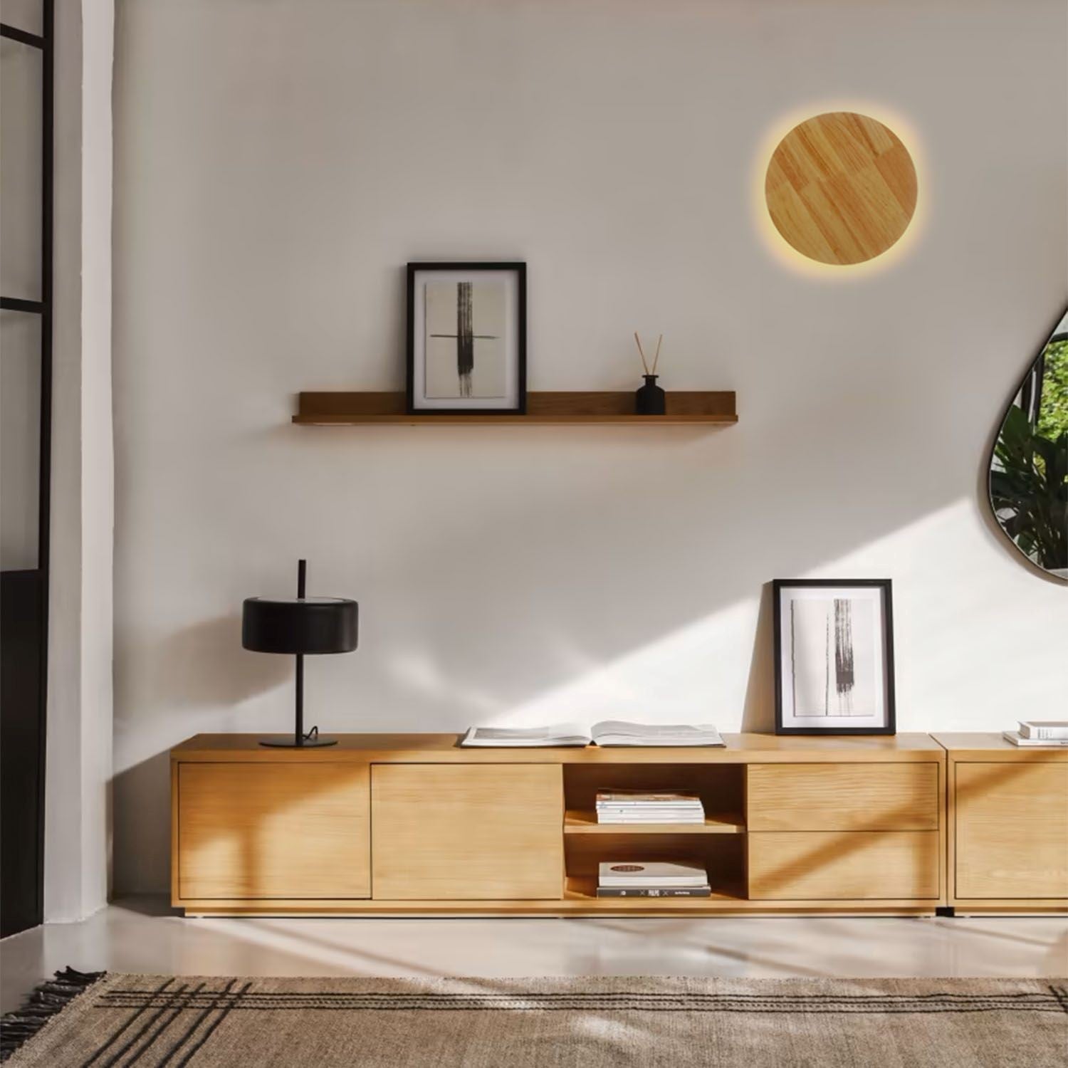 Aplique de pared circular en madera "Lune" - 26W - Ø 30cm