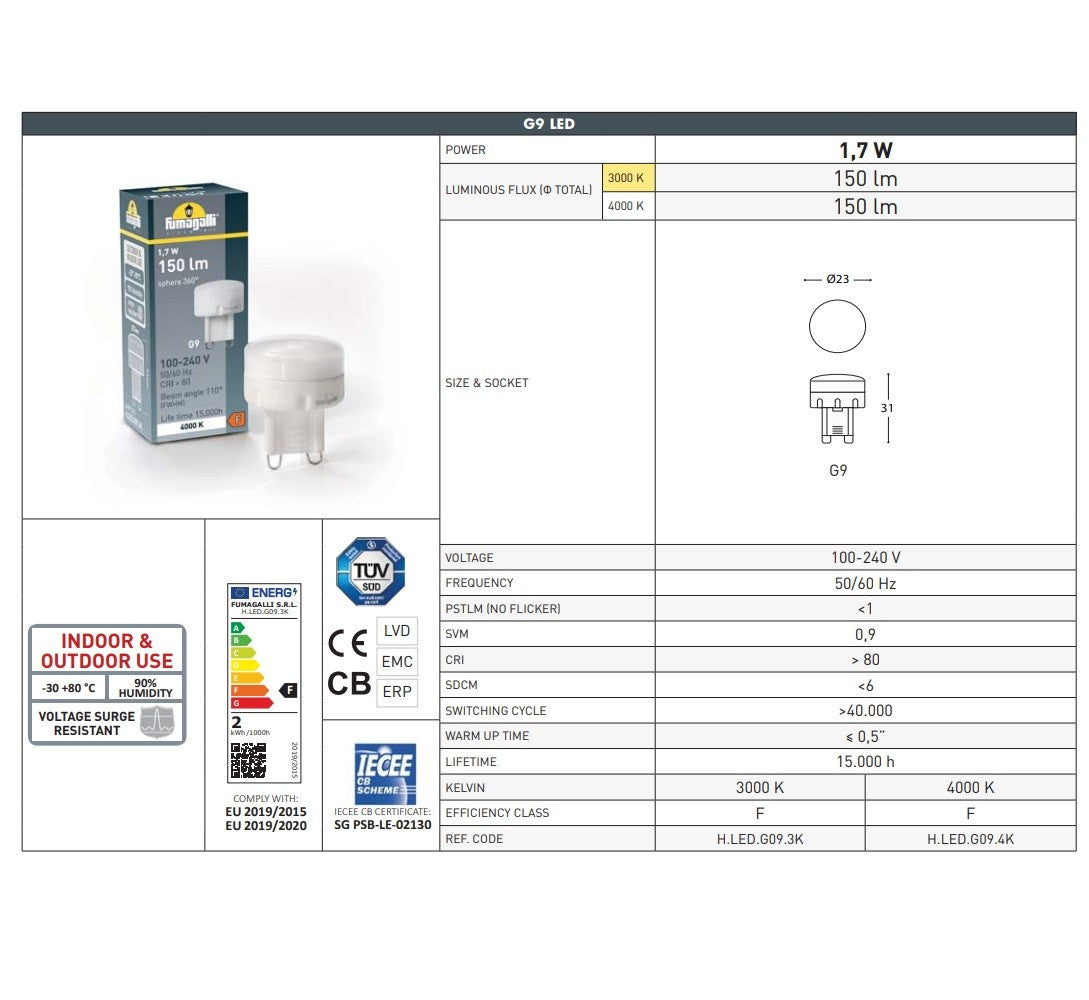 Bombilla LED G9 - 1,7W - Fumagalli
