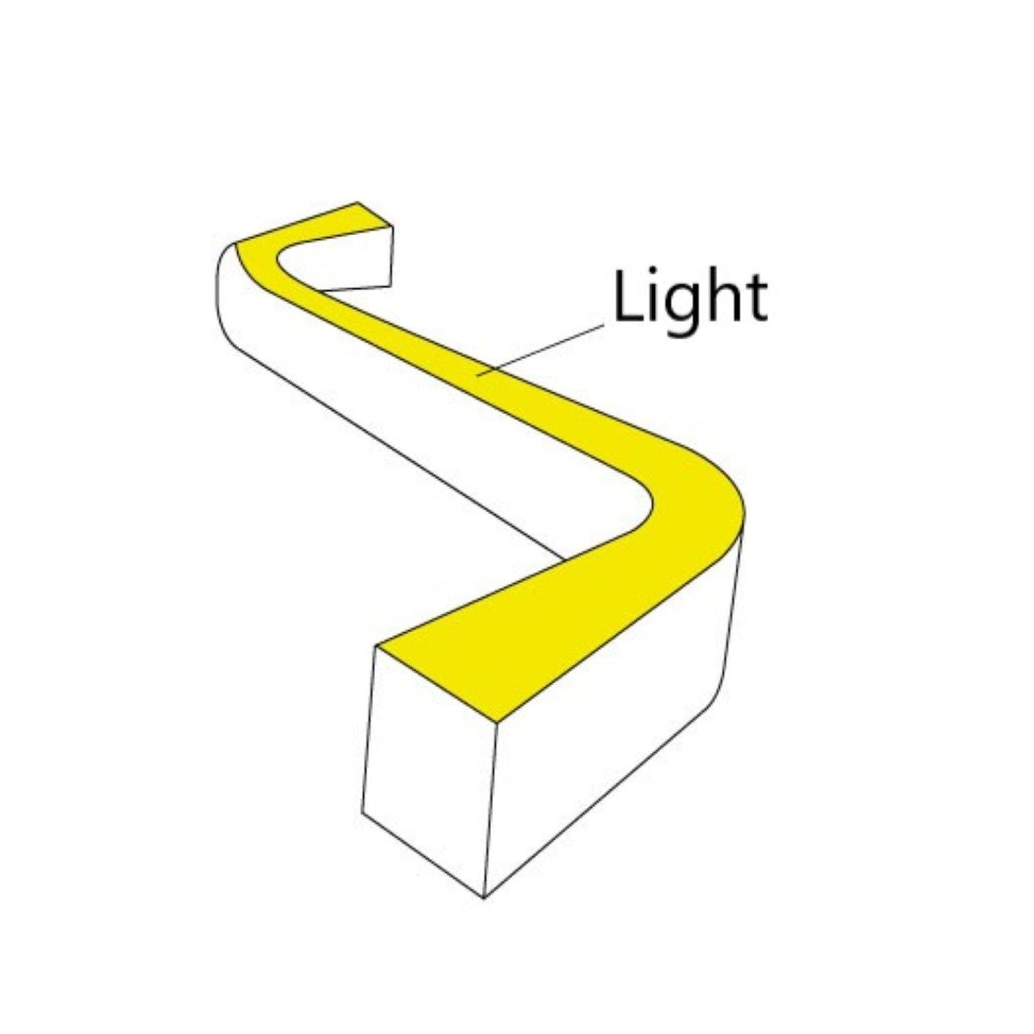 Funda de silicona flexible para convertir tira LED a neón - 16x16mm - 5 metros - PCB hasta 10mm - Curvatura horizontal