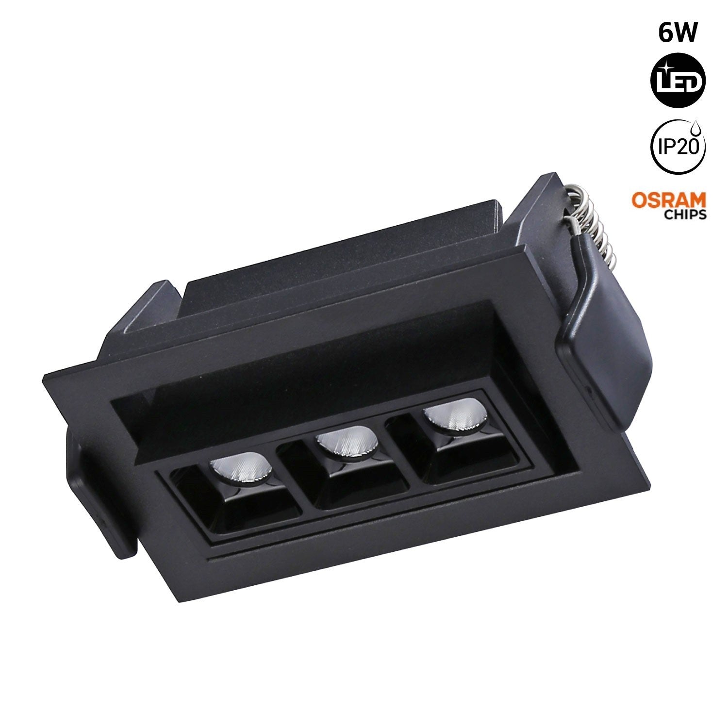 Foco lineal LED empotrable 6W - Orientable - UGR18 - CRI90 - Chip OSRAM - 2800K