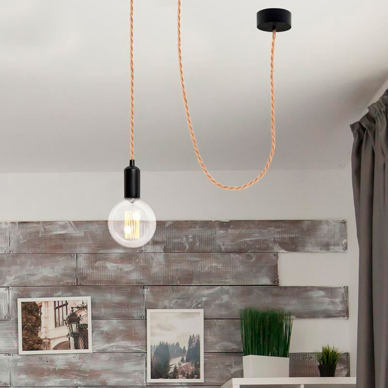 Cable eléctrico trenzado en tejido efecto seda gold rose