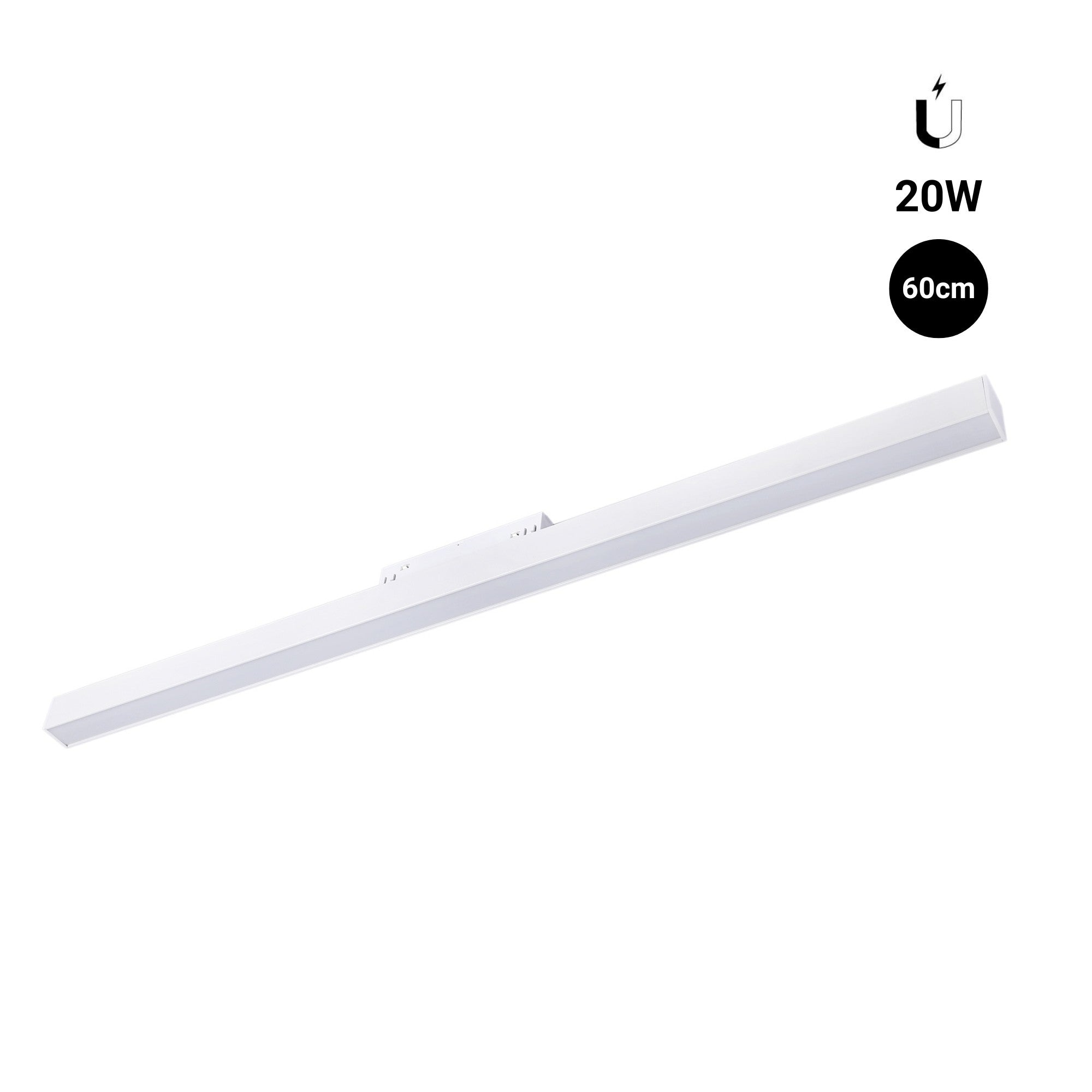 Luminaria lineal LED opal para carril magnético 48V - 20W