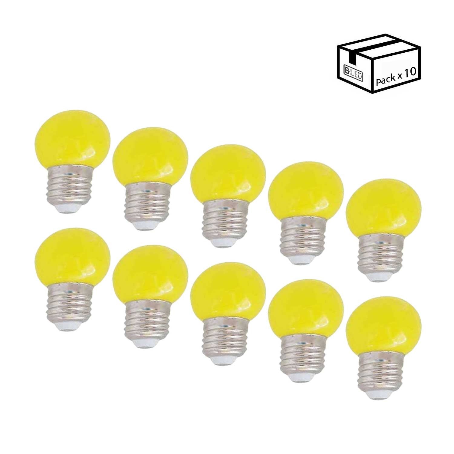 Pack de 10 Bombillas LED E27 1W de un color