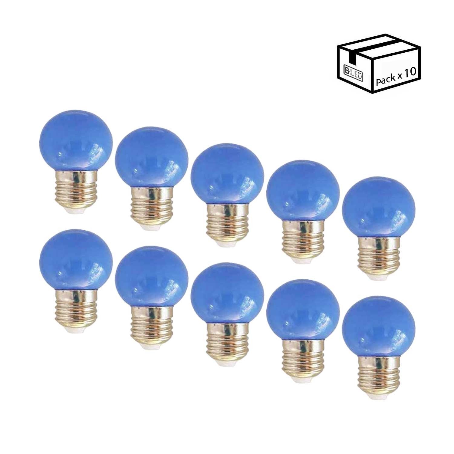Pack de 10 Bombillas LED E27 1W de un color