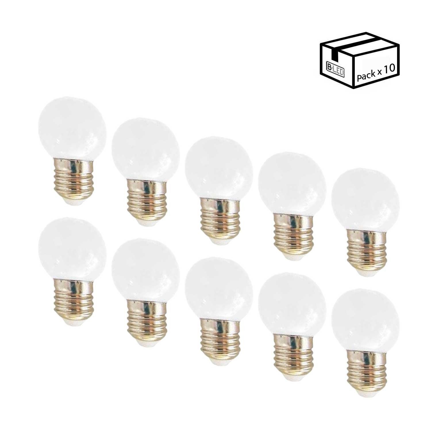 Pack de 10 Bombillas LED E27 1W de un color