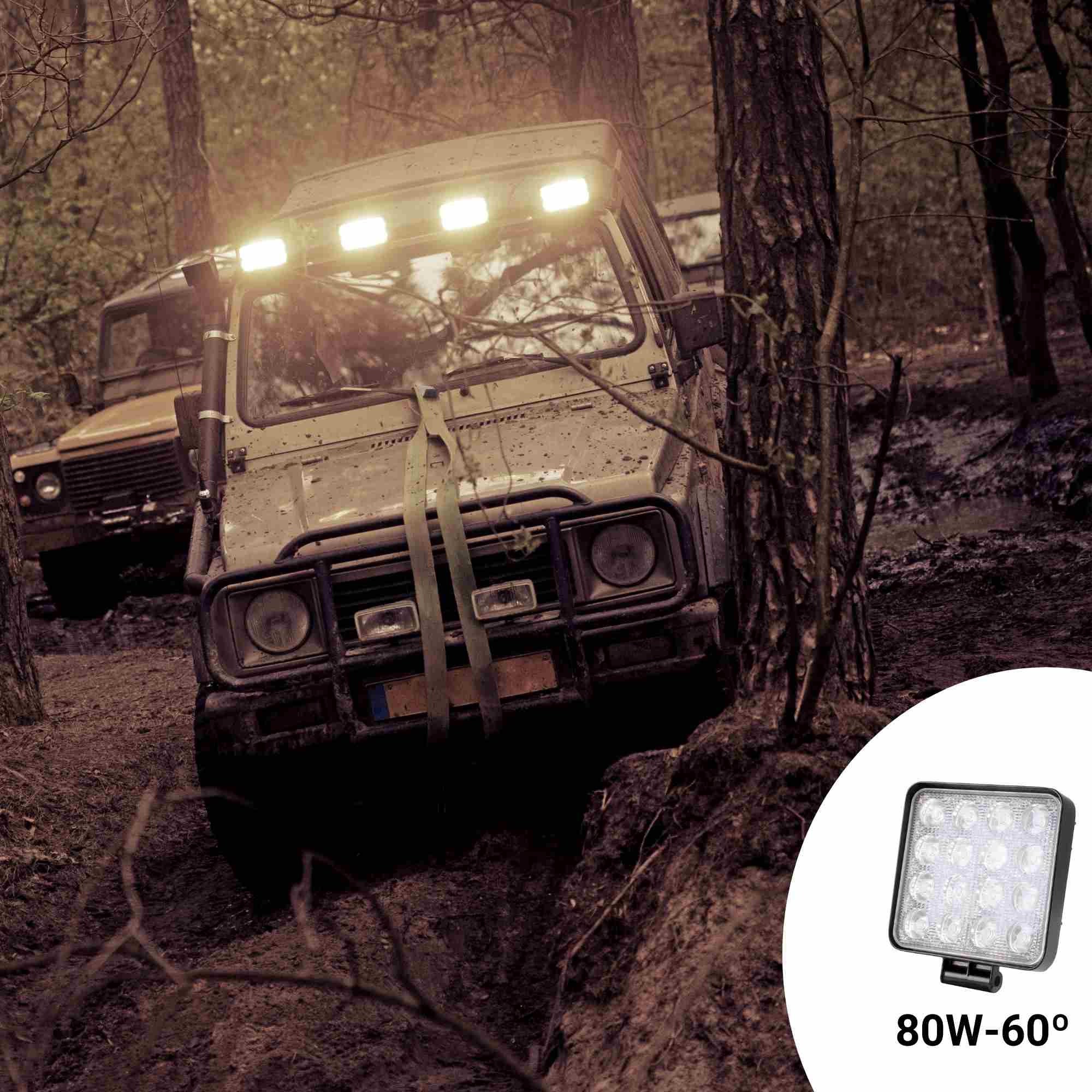 Faro LED 4x4 todoterreno - 80W - 10-40V DC - 4 Pulgadas - 8000lm - Ángulo 60º