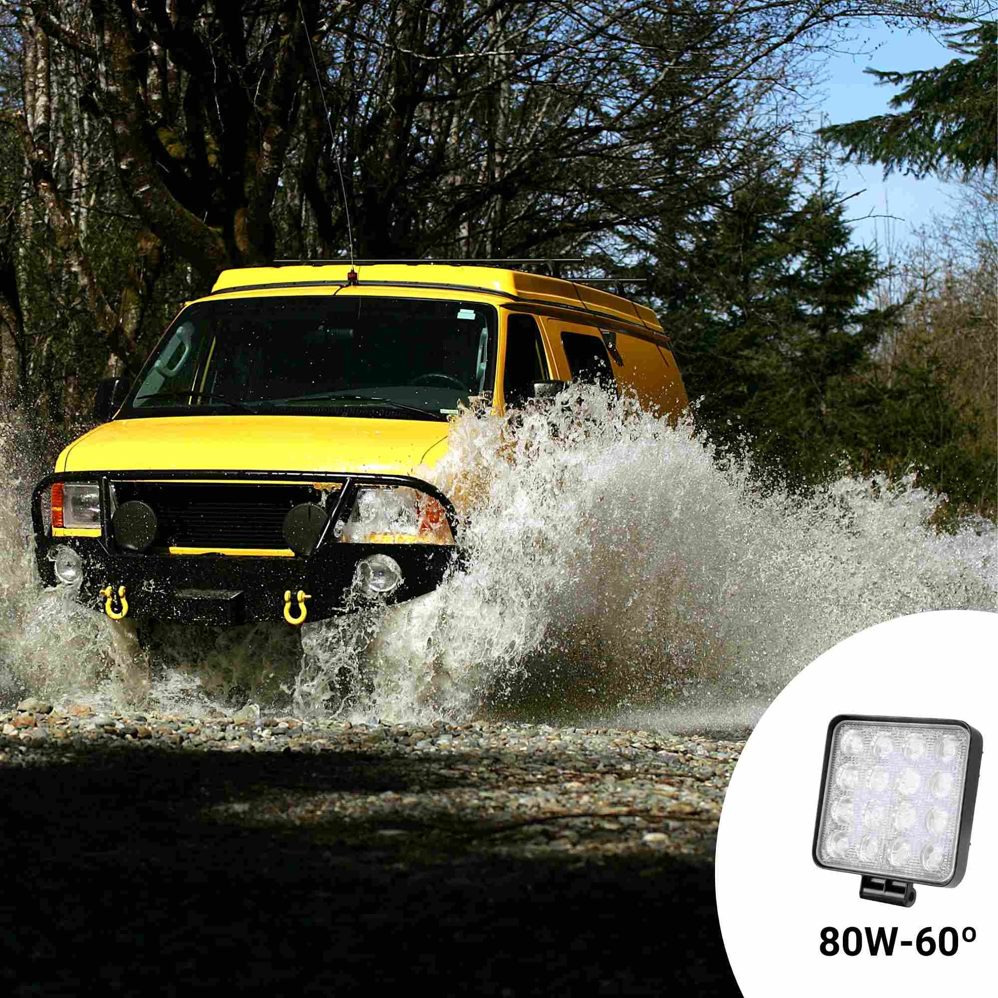 Faro LED 4x4 todoterreno - 80W - 10-40V DC - 4 Pulgadas - 8000lm - Ángulo 60º