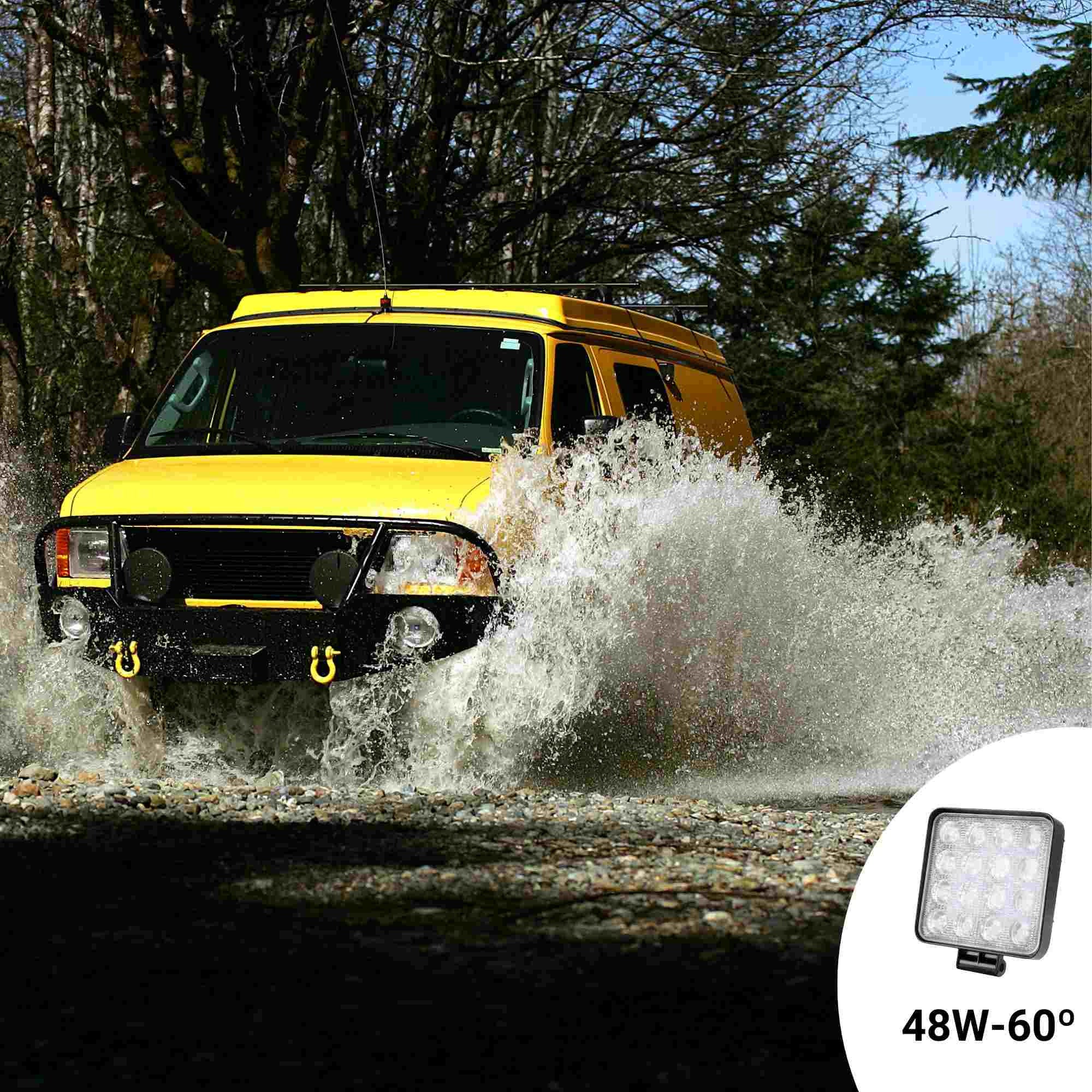 Faro LED 4x4 todoterreno - 48W - 10-40V DC - 4 Pulgadas - 2000lm - Ángulo 60º
