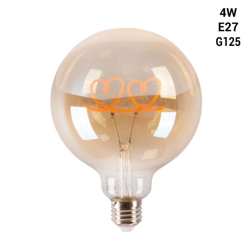 Bombilla decorativa filamento "Hearts" E27 G125 - 4W - 2200K