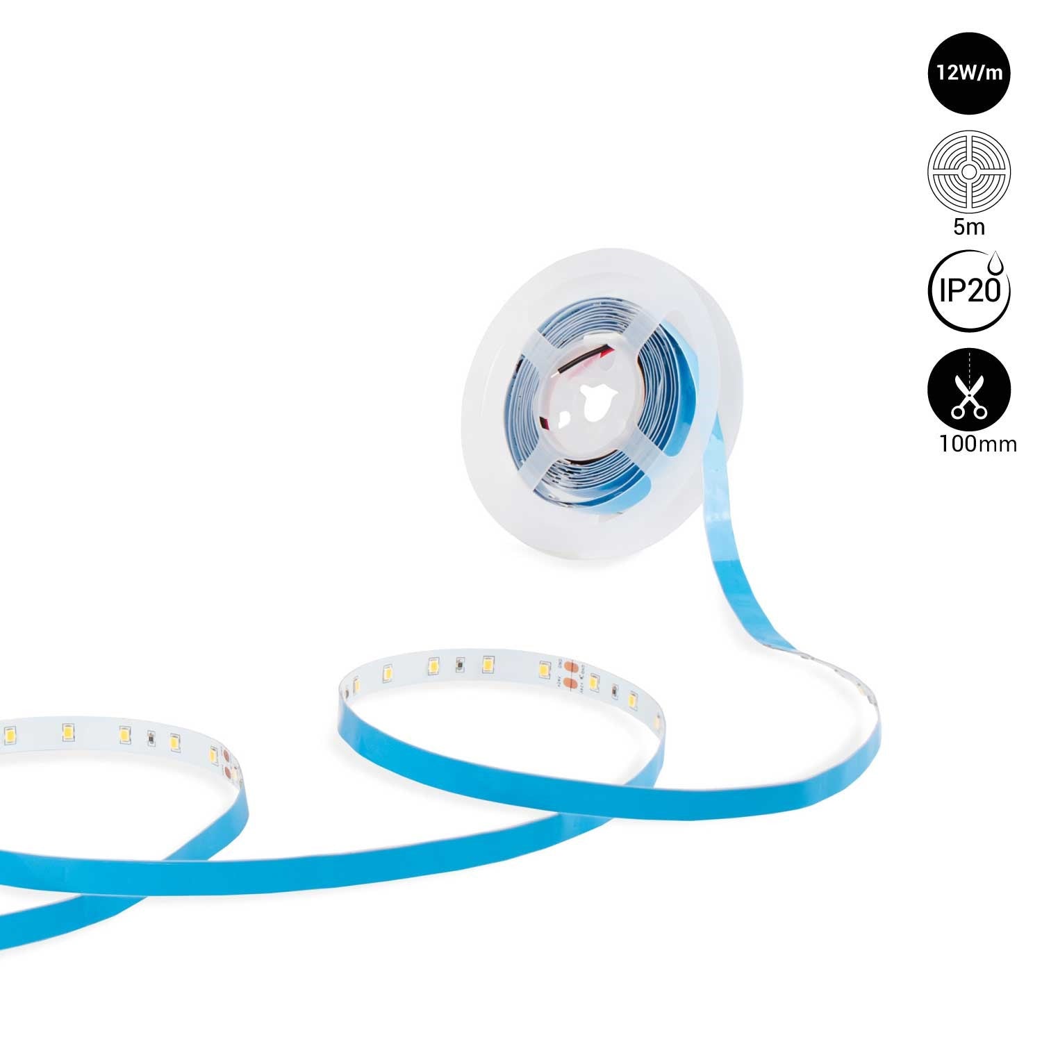 Tira LED 24V DC - 12W/m - Monocolor- 10mm - IP20 - 5 metros - SMD2835 60ch/m