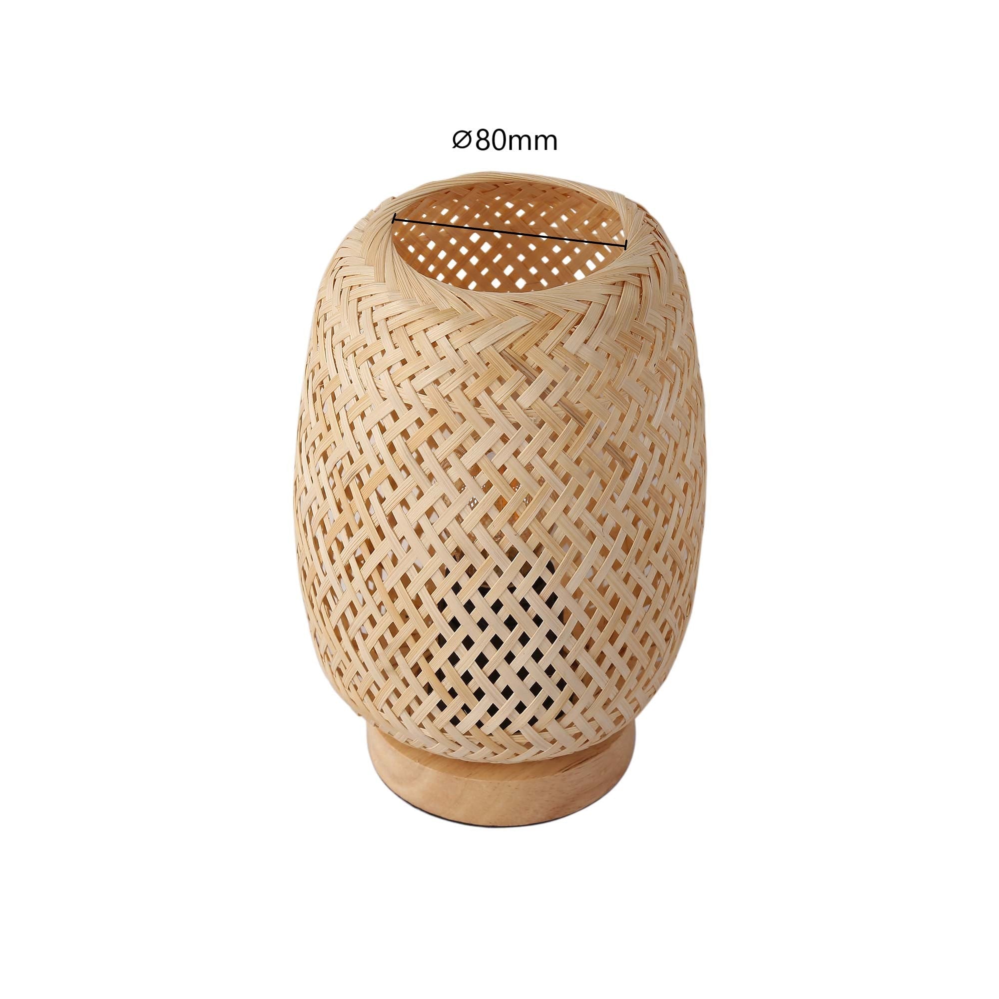 Lámpara de mesa de mimbre y madera "Ruka" - E27