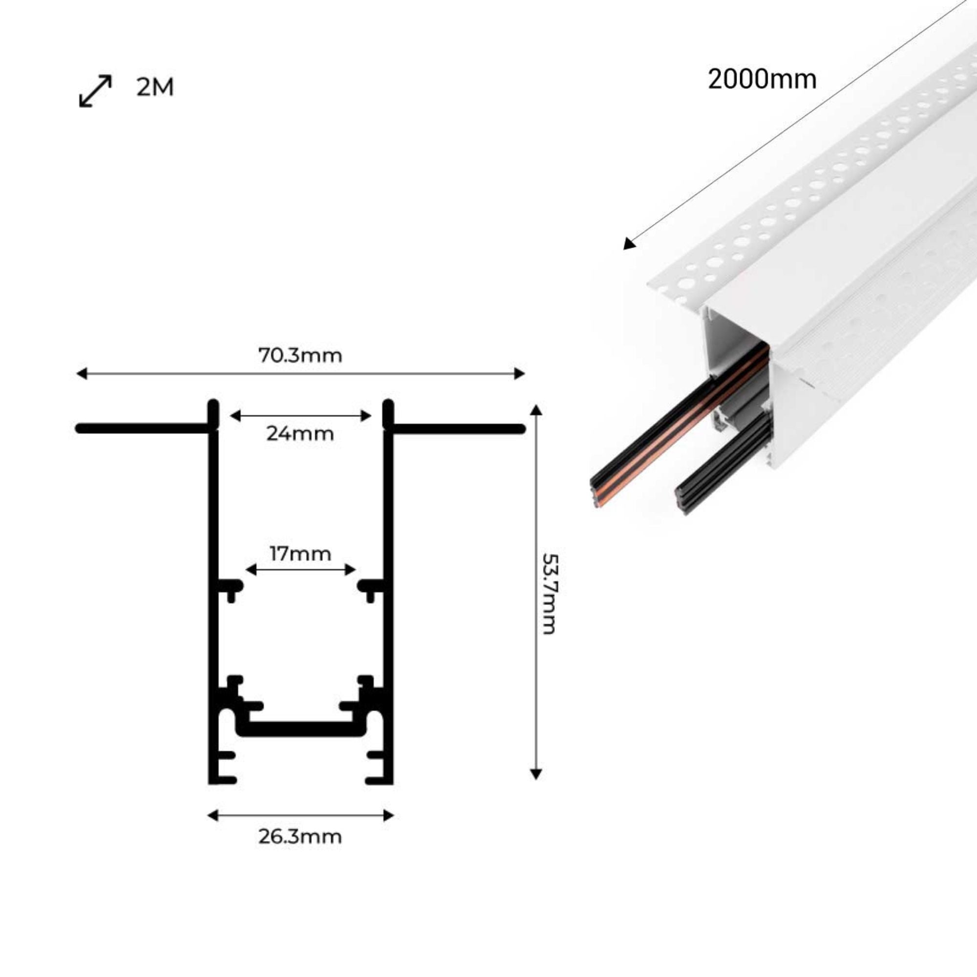 Carril magnético 20mm de integración 48V - 2 metros