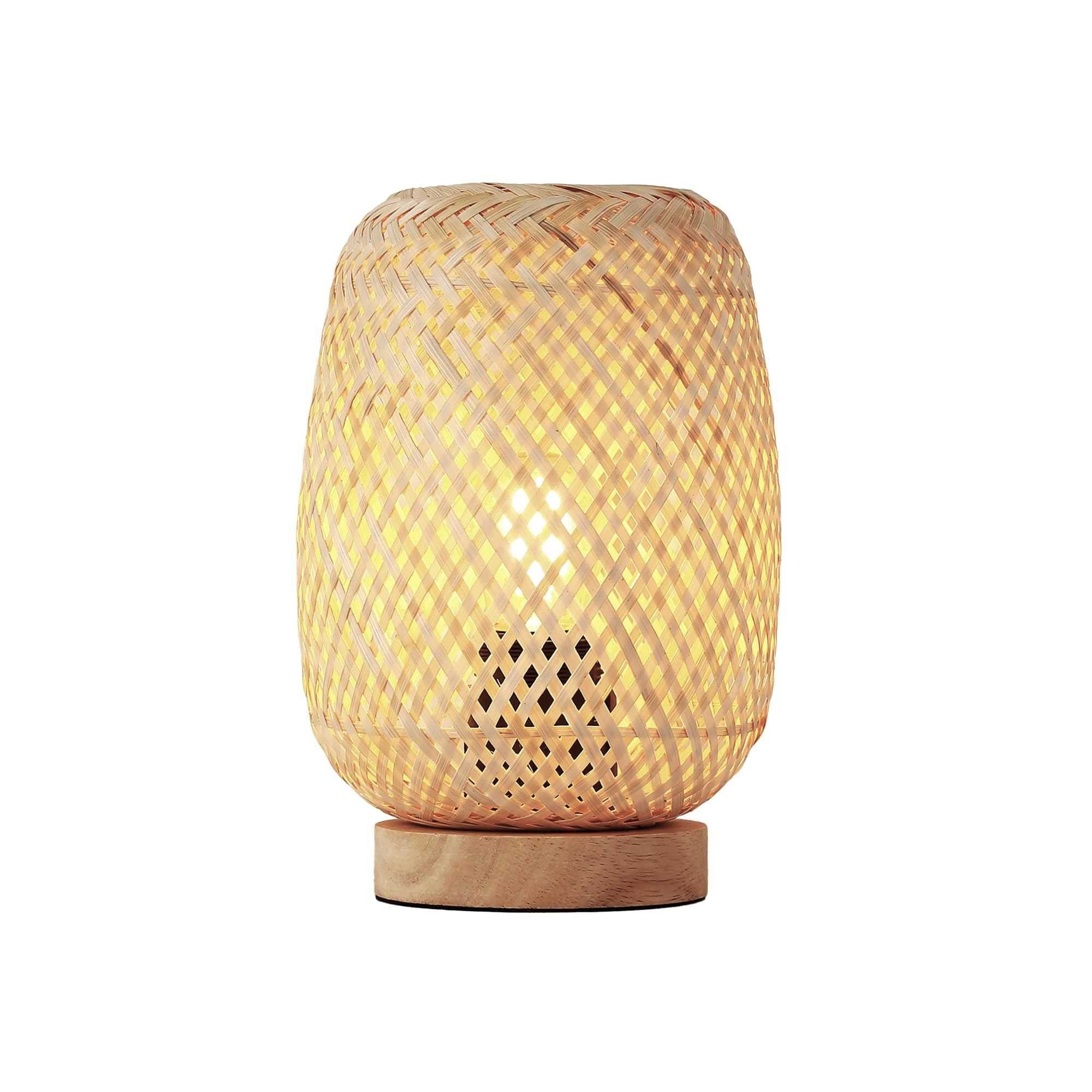 Lámpara de mesa de mimbre y madera "Ruka" - E27