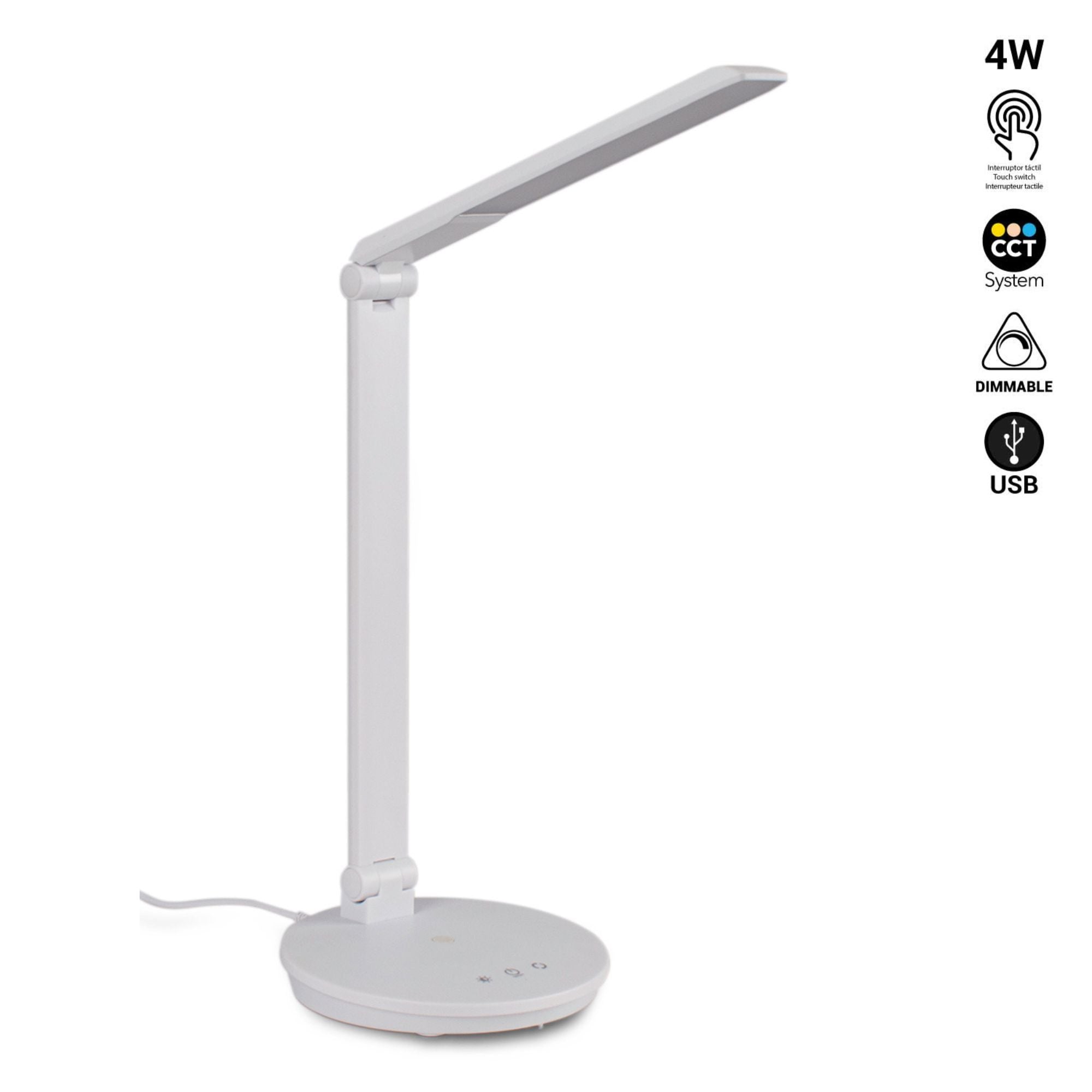 Lámpara de escritorio LED con USB - Regulable - CCT - 4W