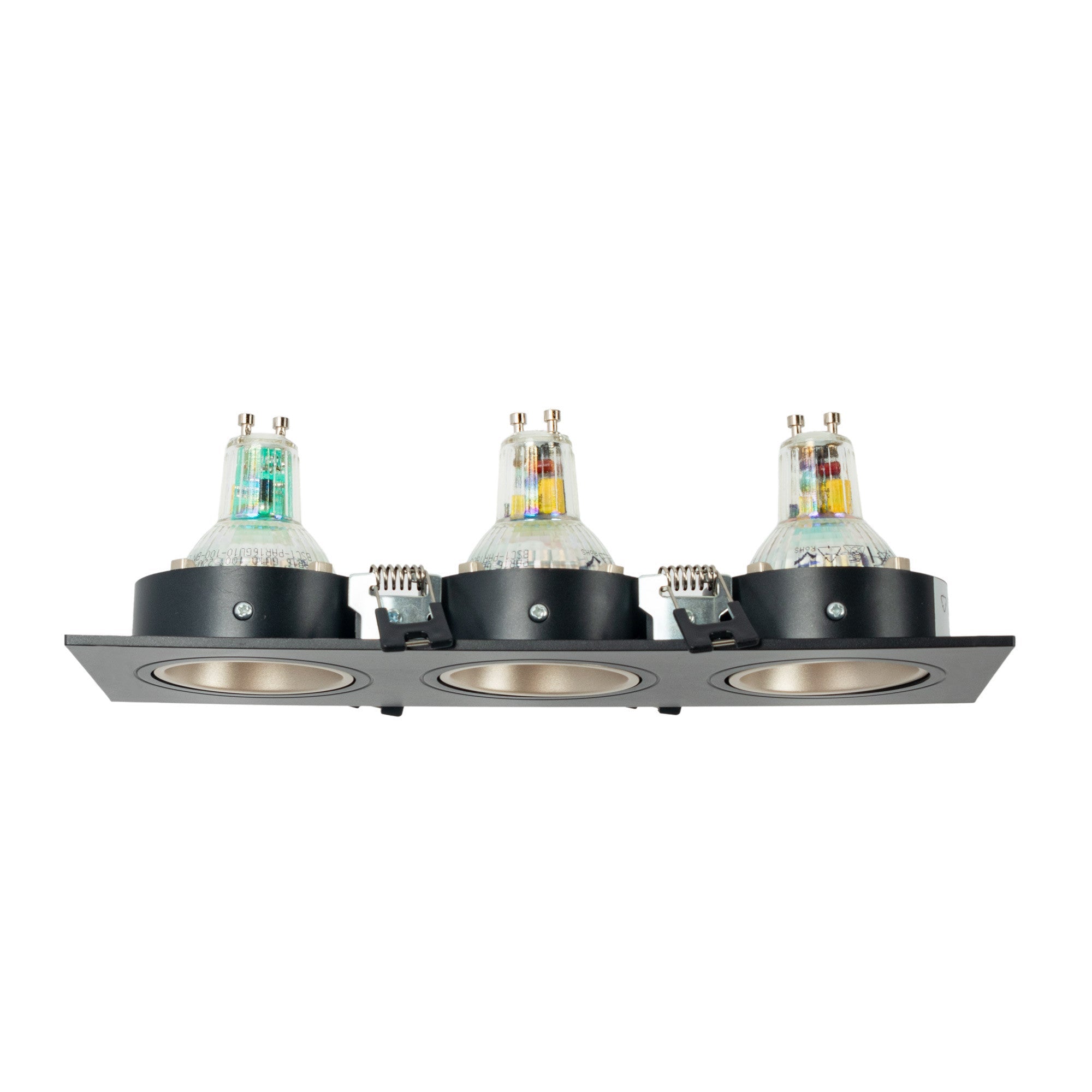 Aro downlight cuadrado basculante triple GU10 / MR16 - Bajo UGR - Corte 75 x 235mm