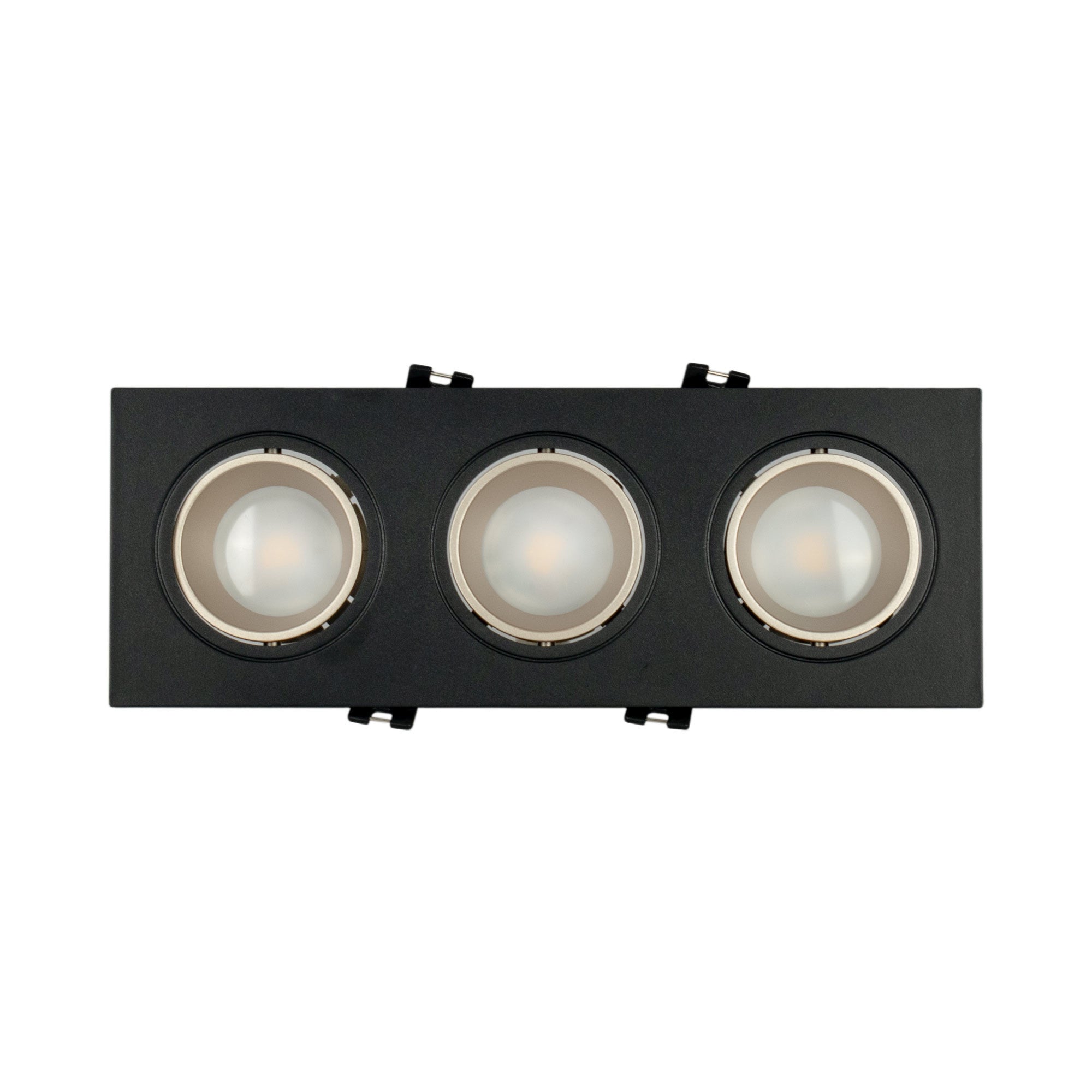 Aro downlight cuadrado basculante triple GU10 / MR16 - Bajo UGR - Corte 75 x 235mm