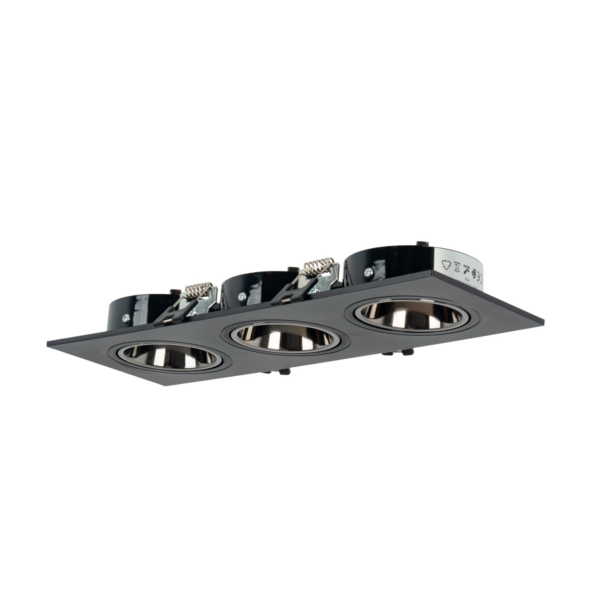 Aro downlight cuadrado basculante triple GU10 / MR16 - Bajo UGR - Corte 75 x 235mm