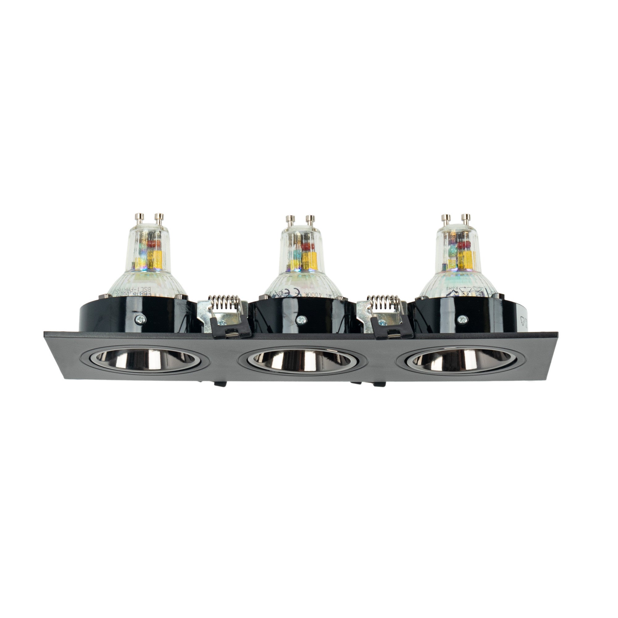Aro downlight cuadrado basculante triple GU10 / MR16 - Bajo UGR - Corte 75 x 235mm