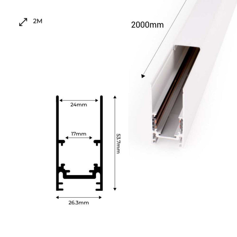 Carril magnético 48V + kit de suspensión - 2 metros
