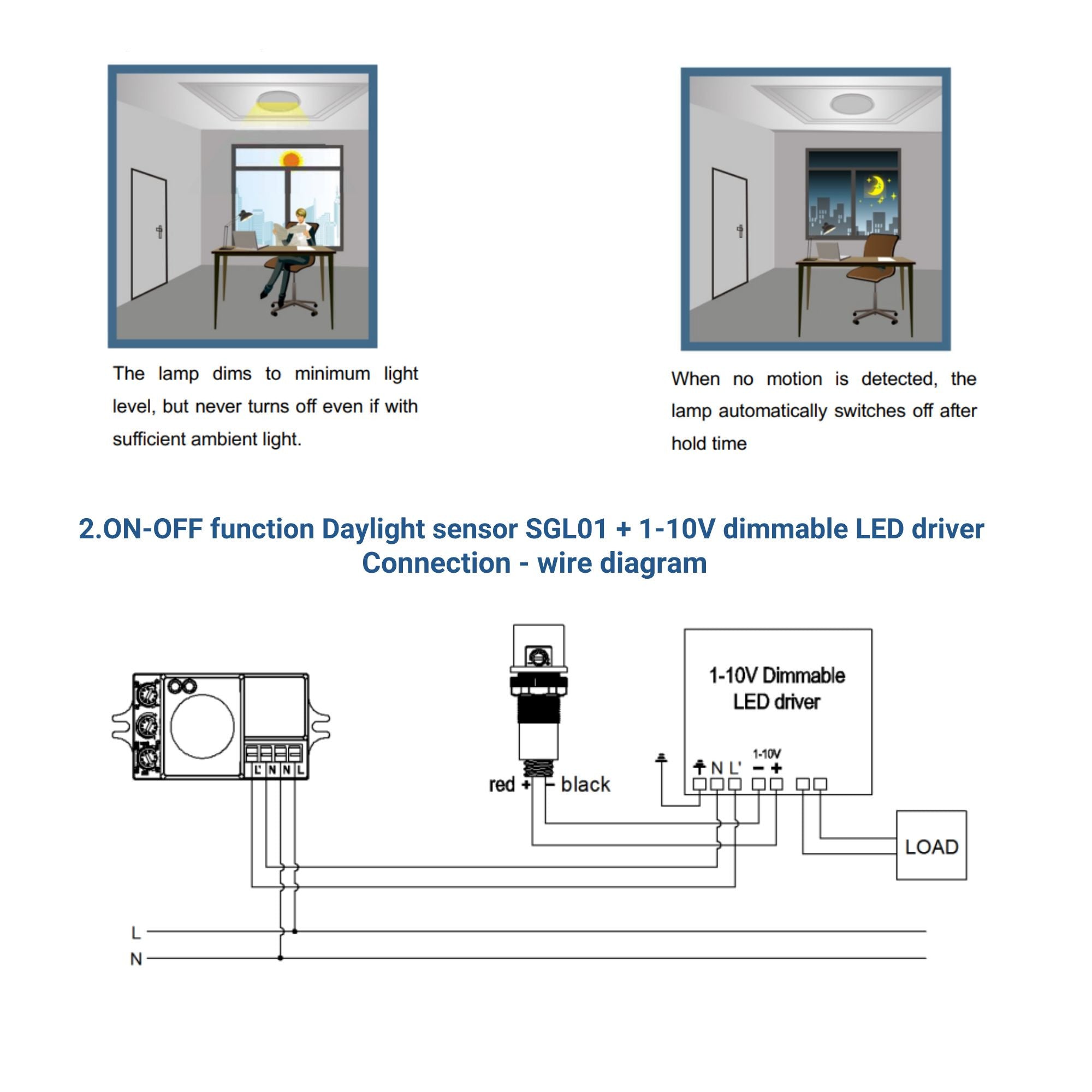 Sensor de luz fotoeléctrico Crepuscular 360º de superficie o empotrar - Regulación 1-10V-DC