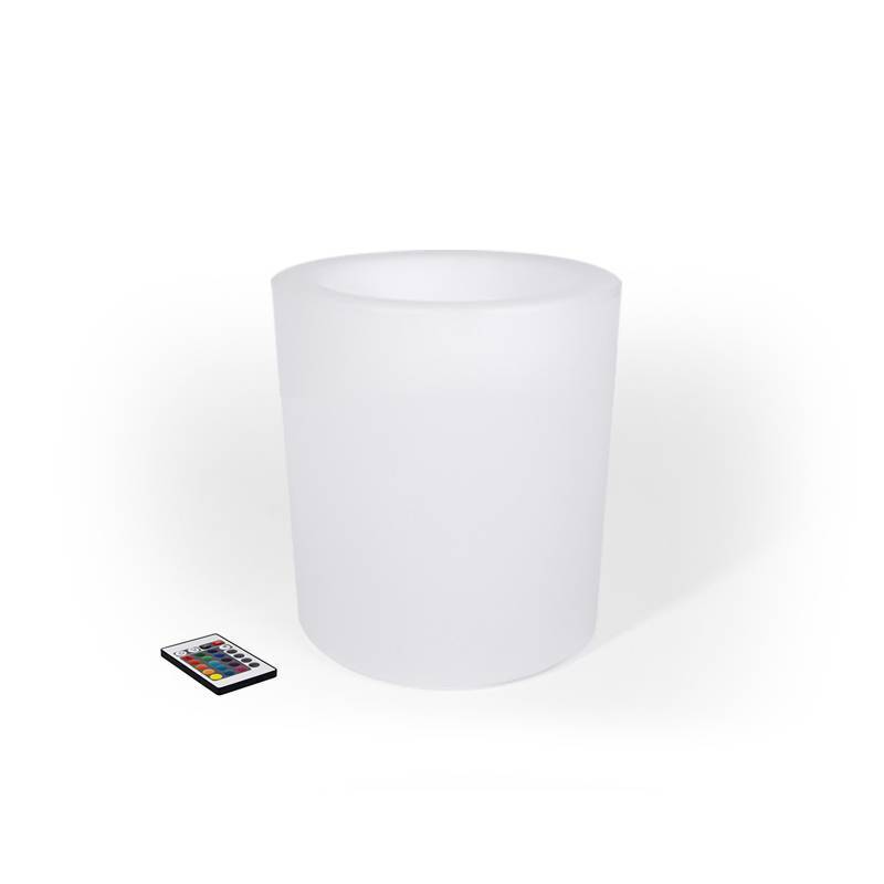 Macetero LED RGBW recargable 5W - Resina blanca - IP65 - 40x40cm