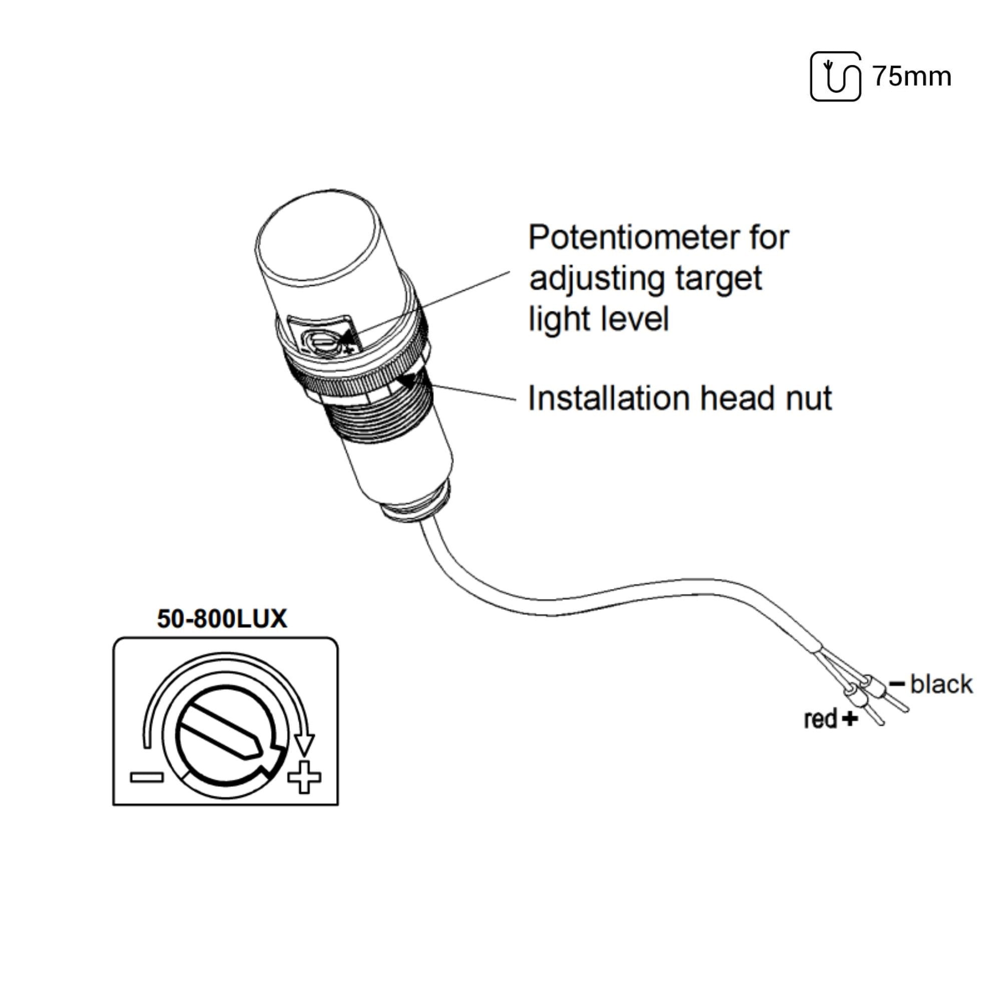 Sensor de luz fotoeléctrico Crepuscular 360º de superficie o empotrar - Regulación 1-10V-DC