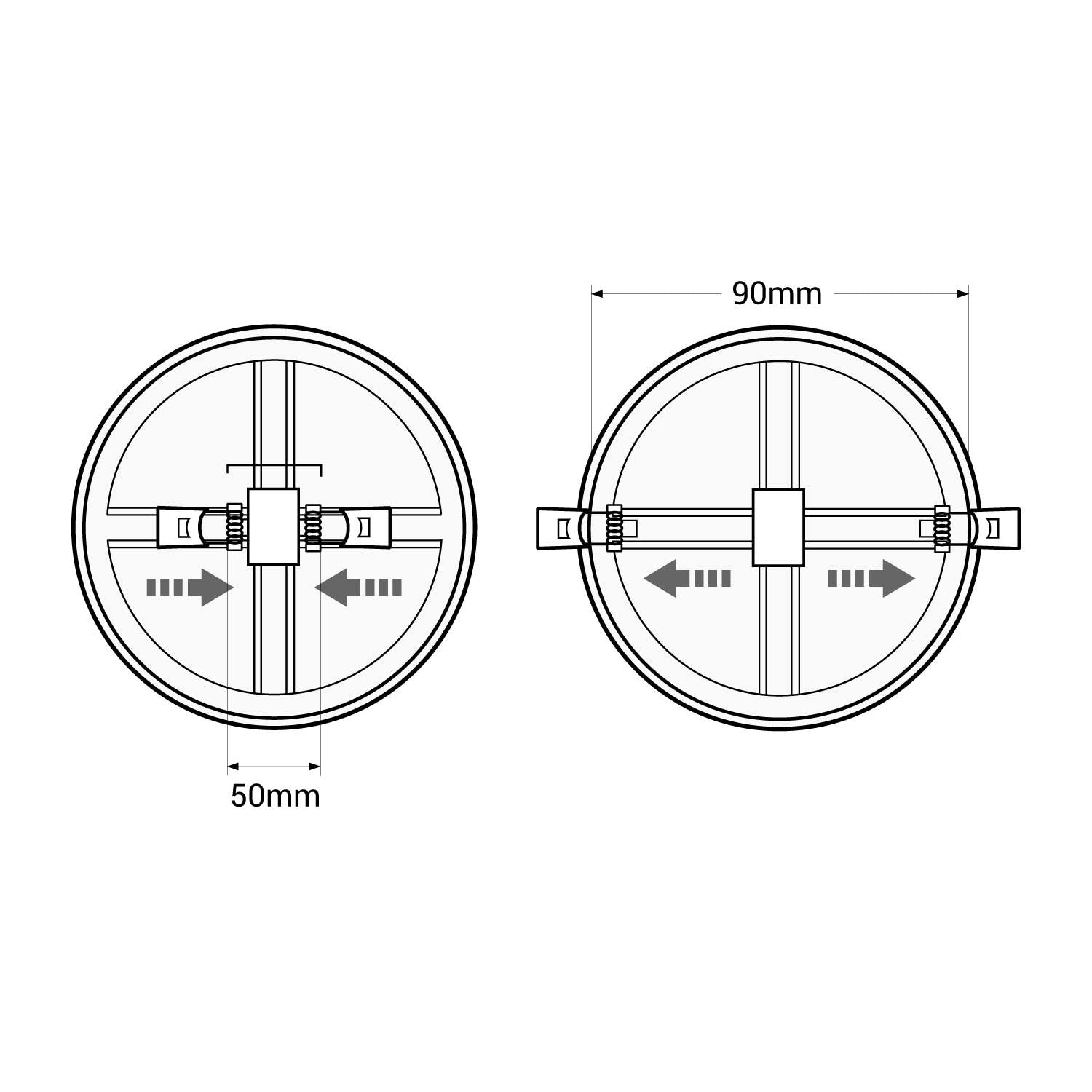 Downlight LED circular empotrable 8W - Diámetro de corte ajustable: Ø 50-90mm