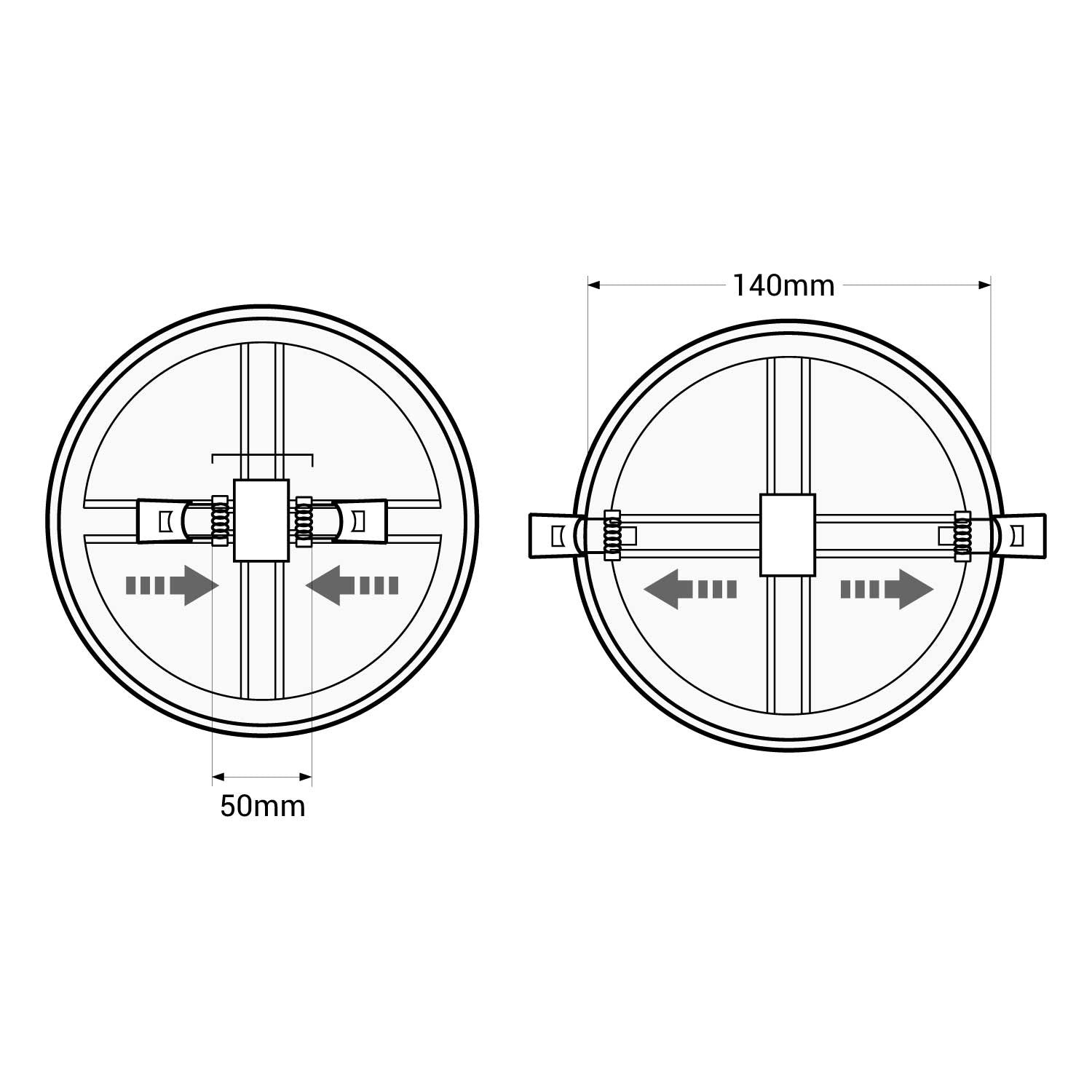 Downlight LED circular empotrable 15W - Diámetro de corte ajustable: Ø 50-140mm