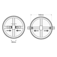 Downlight LED circular empotrable 15W - Diámetro de corte ajustable: Ø 50-140mm