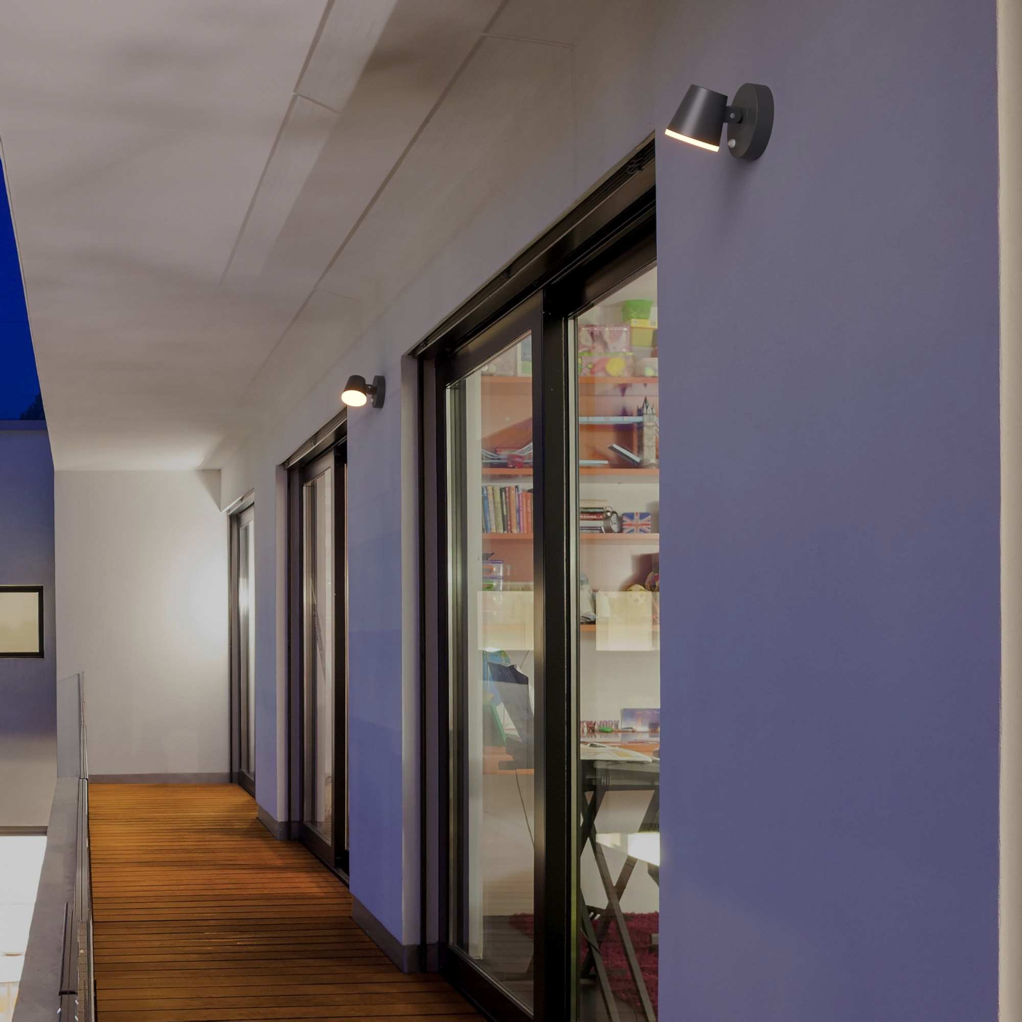 Aplique de pared exterior con sensor PIR  "Stan" - 12,5W - Orientable - 3000K - IP54